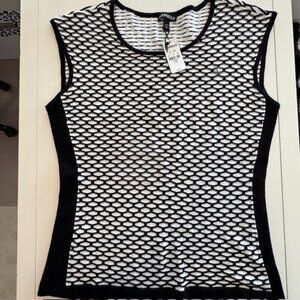 NWT Express Stretchy Sleeveless Career Tank, Black/White, Large